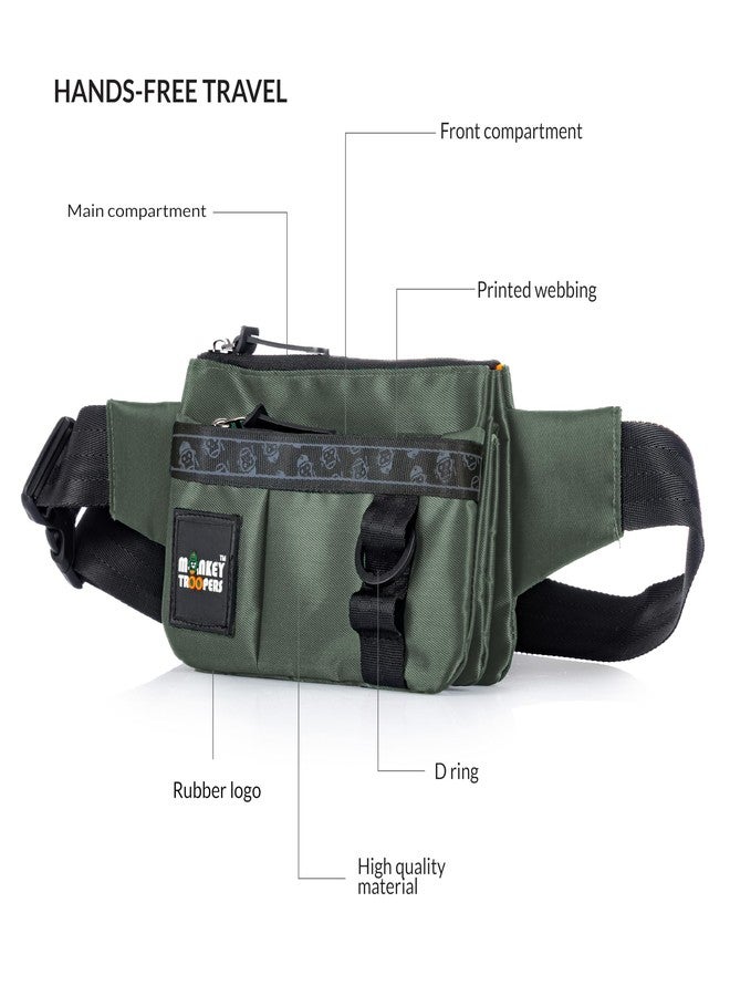 MONKEY TROOPERS Pockit Waist Bag, Crossbody, Chest Bag for Men Women Girls Boys, Lightweight, Durable, Travel, Hikking, Casual, Dailyuse, Water Resistant (Olive) - Image 3